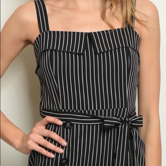 ❌DONATED❌Black White Stripe Tie Waist Dress - Picture 2 of 10